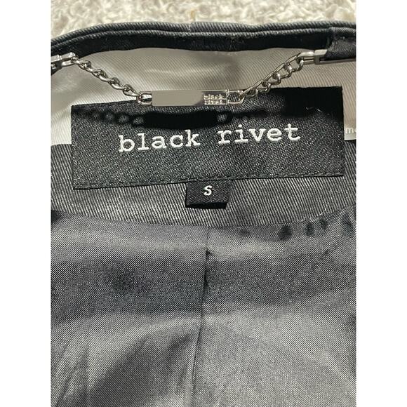 Black Rivet Women's Small Double Breasted Striped Jacket Black White peacoat - Picture 8 of 12